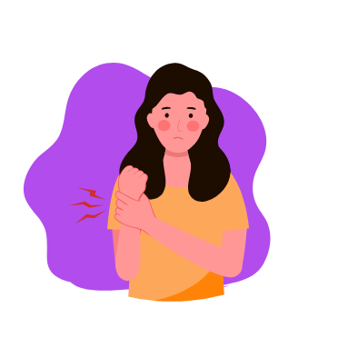 Illustration d’une femme se tenant le poignet droit douloureux